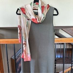 Eileen Fisher Gray Green Silk Cotton Interweave Washable Dress, Classic, sz M